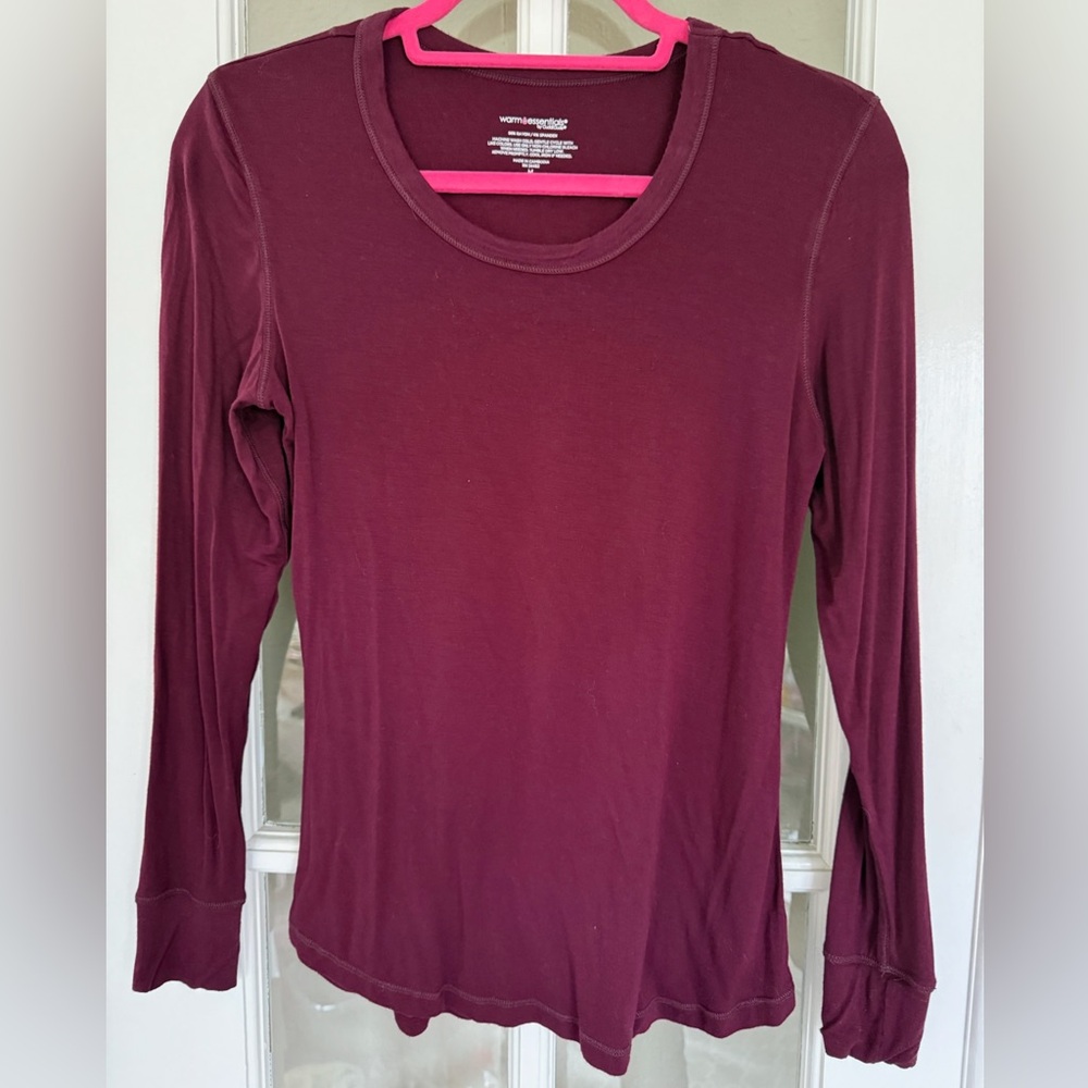 Cuddl Duds Maroon Fitted Long Sleeve Shirt
